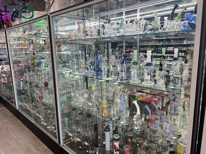 A large display case filled with lots of bottles